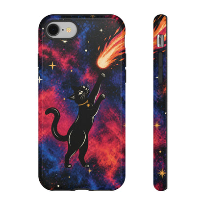 Whimsical Multicolour Celestial Black Cat Phone Case
