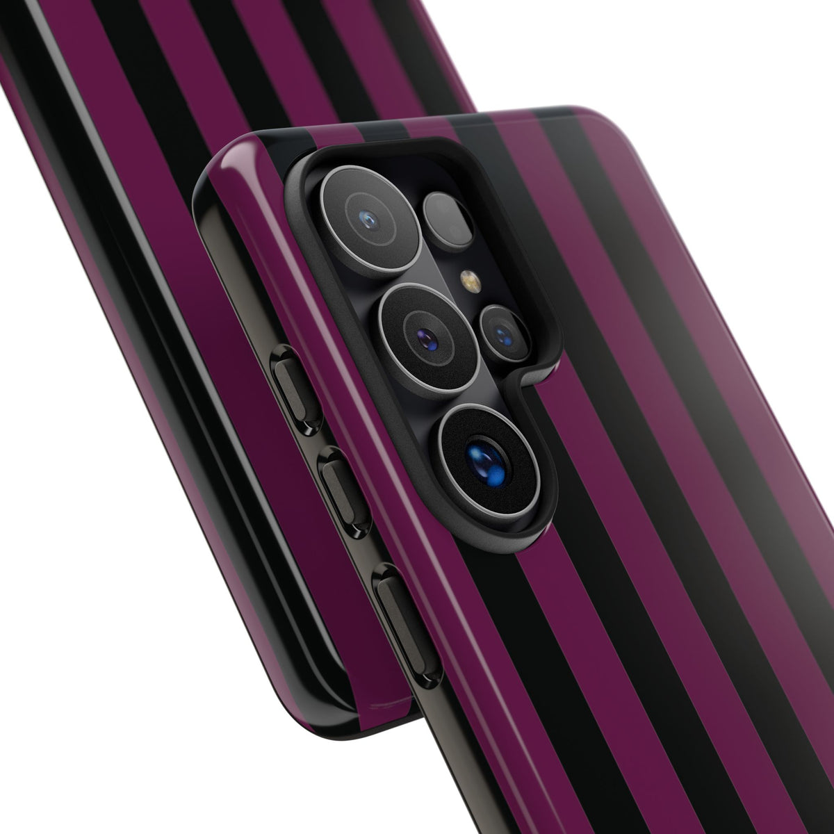 Trendy Plum & Black Stripe Pattern Phone Case - Purple Phone Case