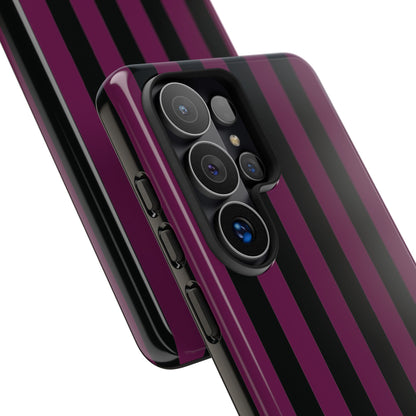 Trendy Plum & Black Stripe Pattern Phone Case - Purple Phone Case