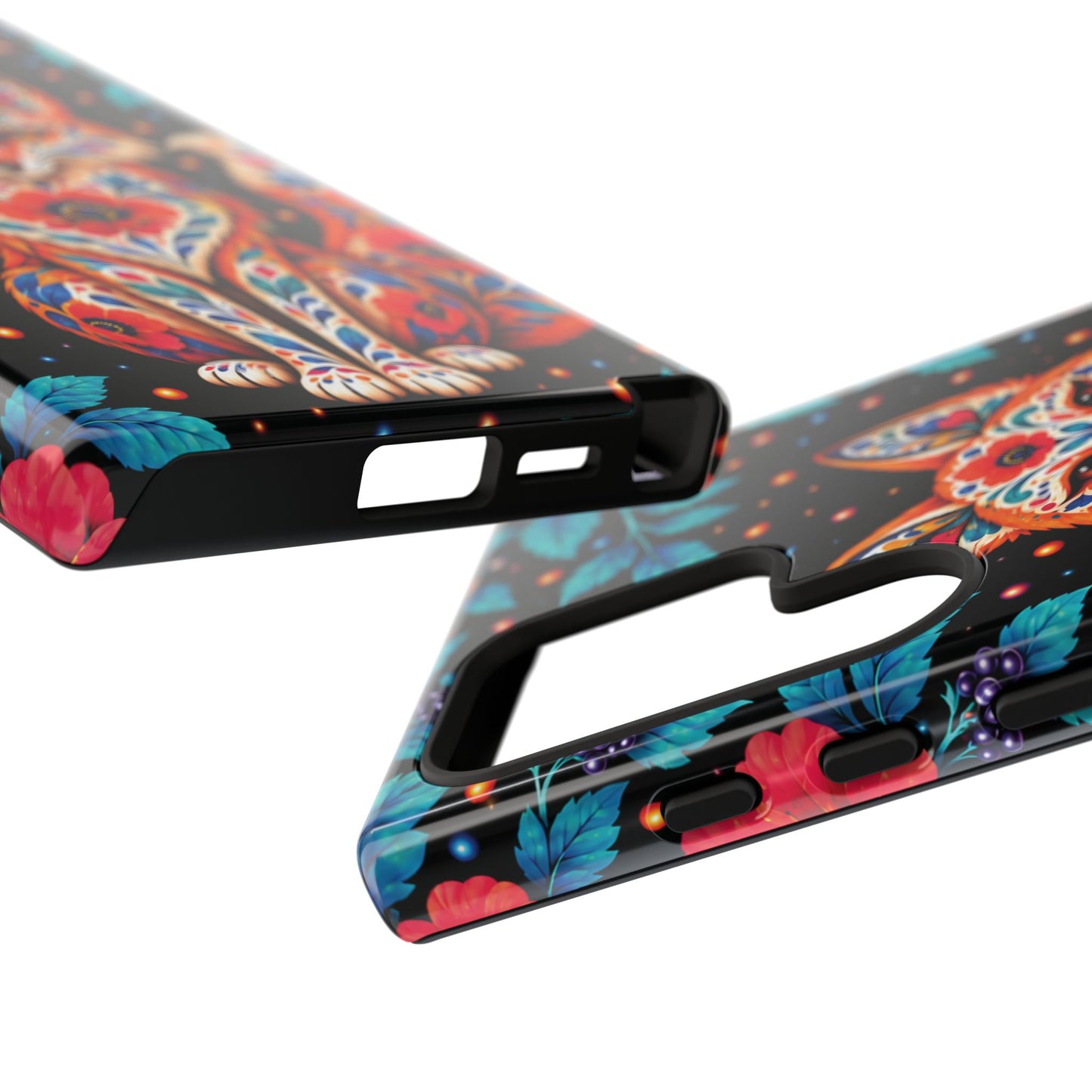 Vibrant Orange and Turquoise Calavera Fox Phone Case - Multicolor Phone Case