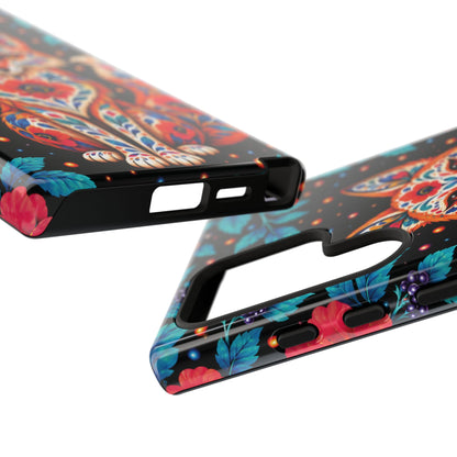 Vibrant Orange and Turquoise Calavera Fox Phone Case - Multicolor Phone Case