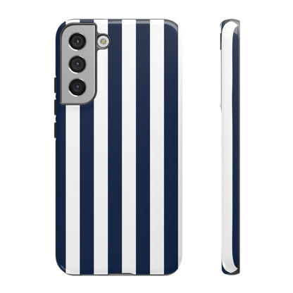 Samsung Galaxy S22 Plus / Glossy Phone Case - Simple Dark Blue & White Stripe Pattern Phone Case