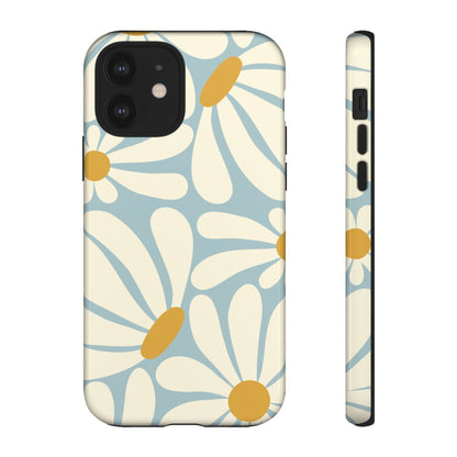 Retro Light Blue Daisy Pattern Phone Case - Blue Phone Case - iPhone 12 / Glossy