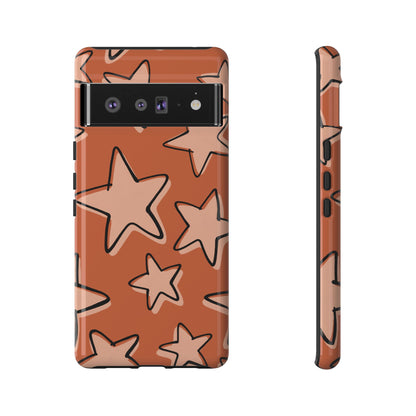 Burnt Orange Doodle Star Phone Case