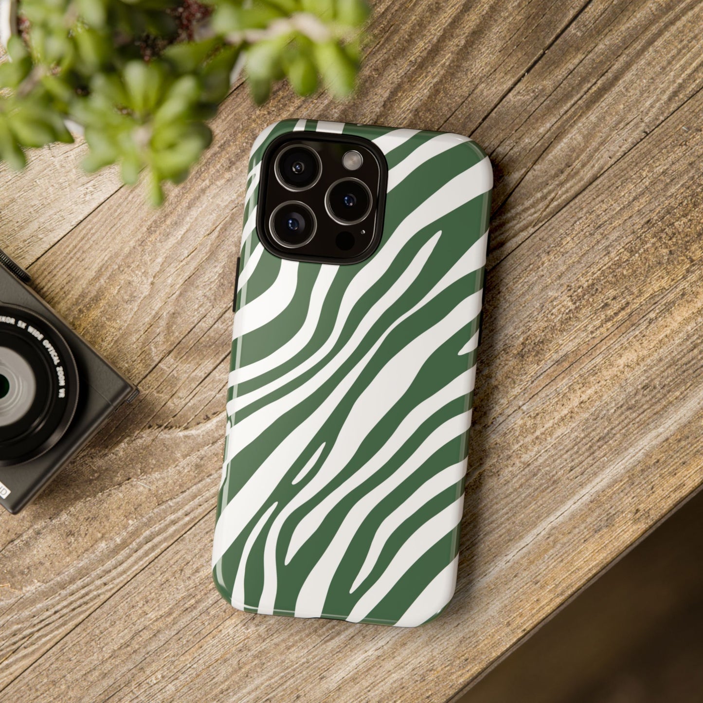 Modern Sage Zebra Print Phone Case