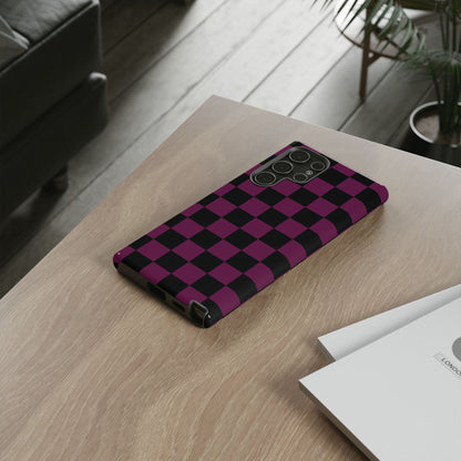 Trendy Plum & Black Checked Pattern Phone Case - Purple Phone Case