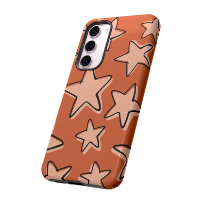 Burnt Orange Doodle Star Phone Case