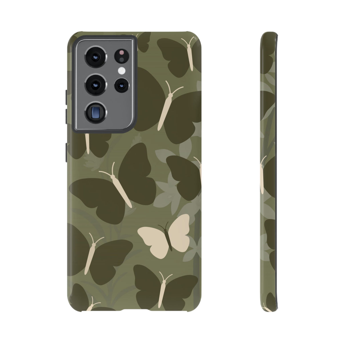 Minimalist Olive Green Butterfly Pattern Phone Case - Green Phone Case - Samsung Galaxy S21 Ultra / Glossy