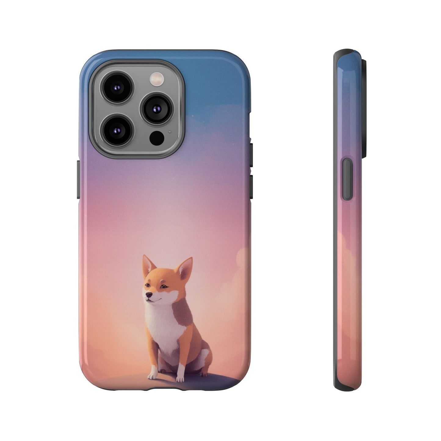 iPhone 14 Pro / Glossy Phone Case - Cute Dog & Cloud Design ’Good Doggo’ Phone Case