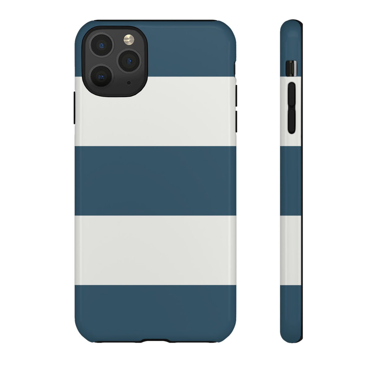 Blue & White Horizontal Stripe Pattern Phone Case - Blue Phone Case - iPhone 11 Pro Max / Glossy