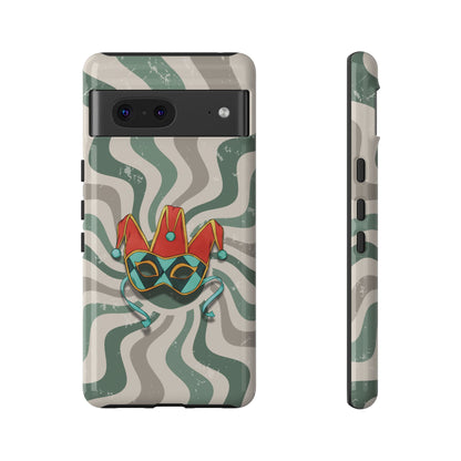 Google Pixel 7 / Glossy Phone Case - Venetian Jester Mask – Green Retro Soft Revival Phone Case