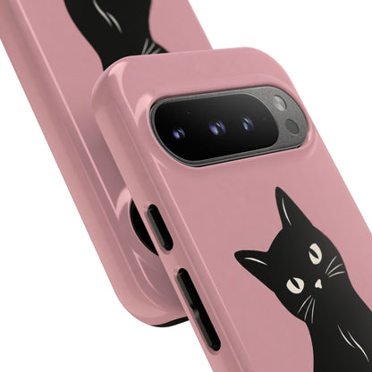 Minimalist Blush Pink & Black Cat Phone Case