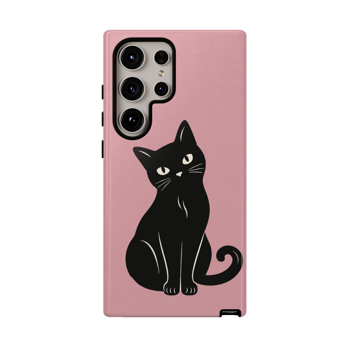 Minimalist Blush Pink & Black Cat Phone Case