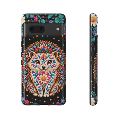 Vibrant Orange and Turquoise Calavera Hedgehog Phone Case - Multicolor Phone Case - Google Pixel 7 / Glossy