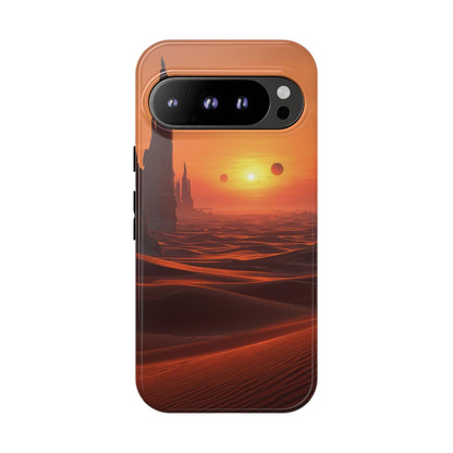 Twin Suns Desert World Sci-fi Phone Case - Orange Phone Case - Google Pixel 9 Pro / Glossy