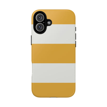 iPhone 16 Plus / Glossy Phone Case - Yellow & White Horizontal Stripe Pattern Phone Case