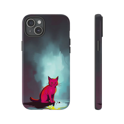 iPhone 15 Plus / Glossy Phone Case - Pop Art Moody Cat Design Phone Case
