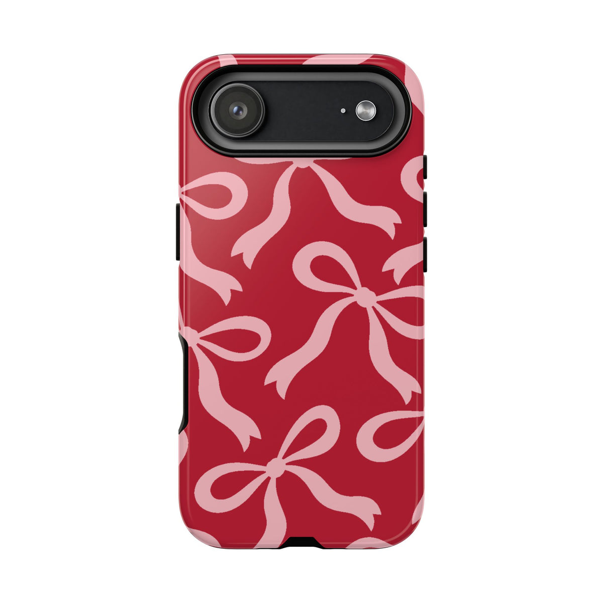 Bold Raspberry Red and Blush Pink Bow Pattern Phone Case - Red Phone Case - iPhone 17 Air / Glossy