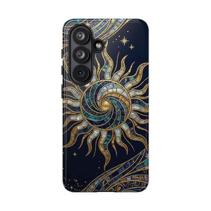 Elegant Navy & Gold Solar Spiral Phone Case