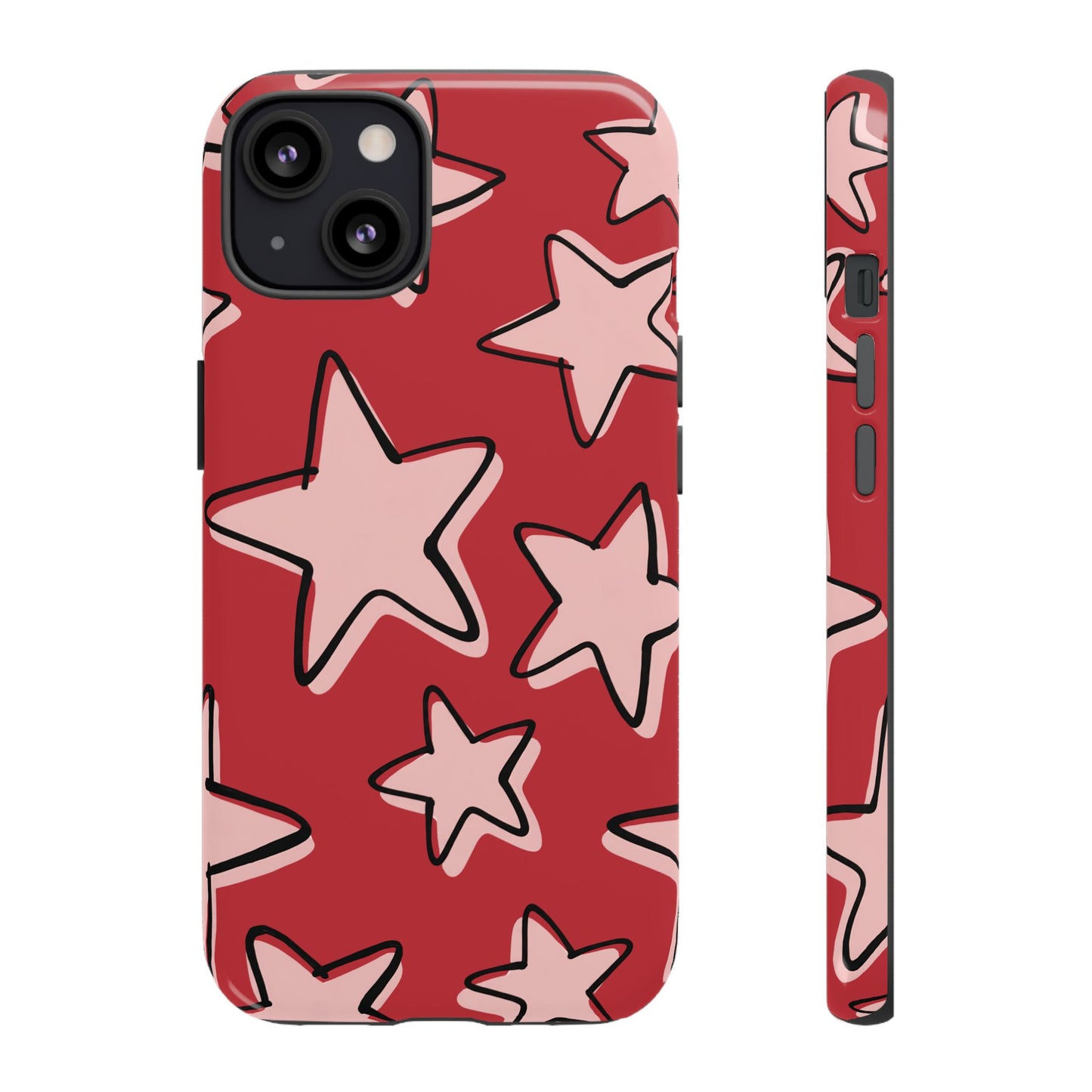 Cherry Red Doodle Star Phone Case