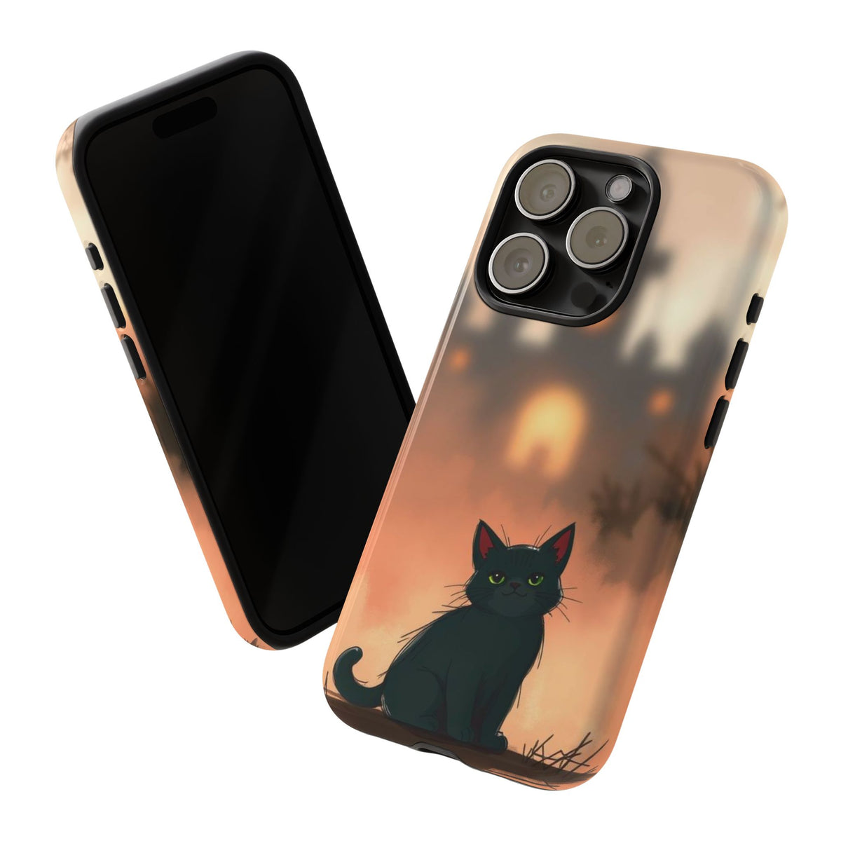 Cute Gothic Cat Design Phone Case - Multicolor Phone Case