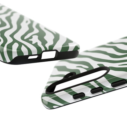 Stylish Sage Zebra Print Phone Case