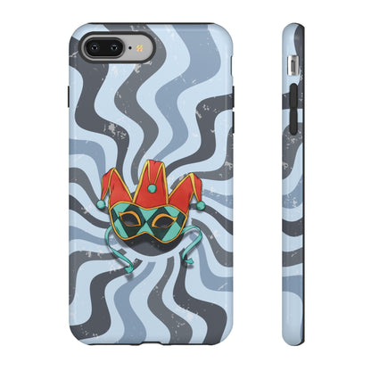 iPhone 8 Plus / Glossy Phone Case - Venetian Jester Mask – Blue Retro Soft Revival Phone Case