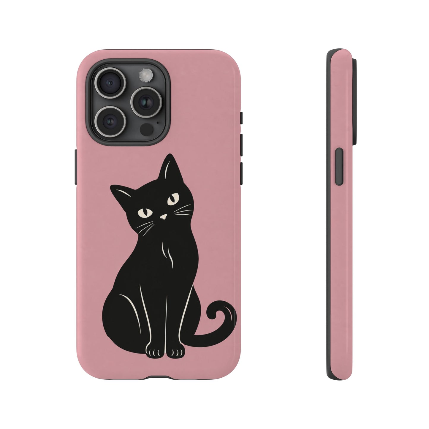 Minimalist Blush Pink & Black Cat Phone Case