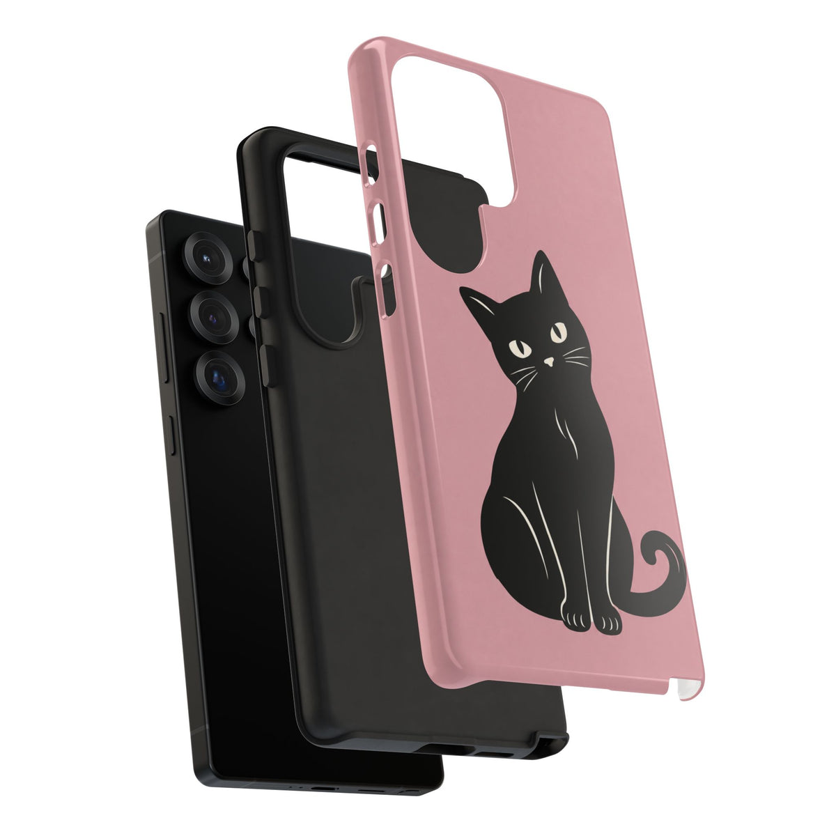 Minimalist Blush Pink & Black Cat Phone Case