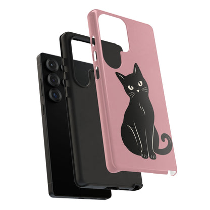 Minimalist Blush Pink & Black Cat Phone Case