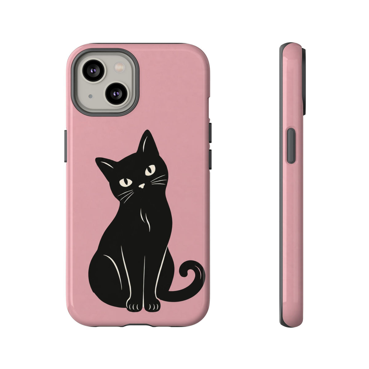 Minimalist Blush Pink & Black Cat Phone Case