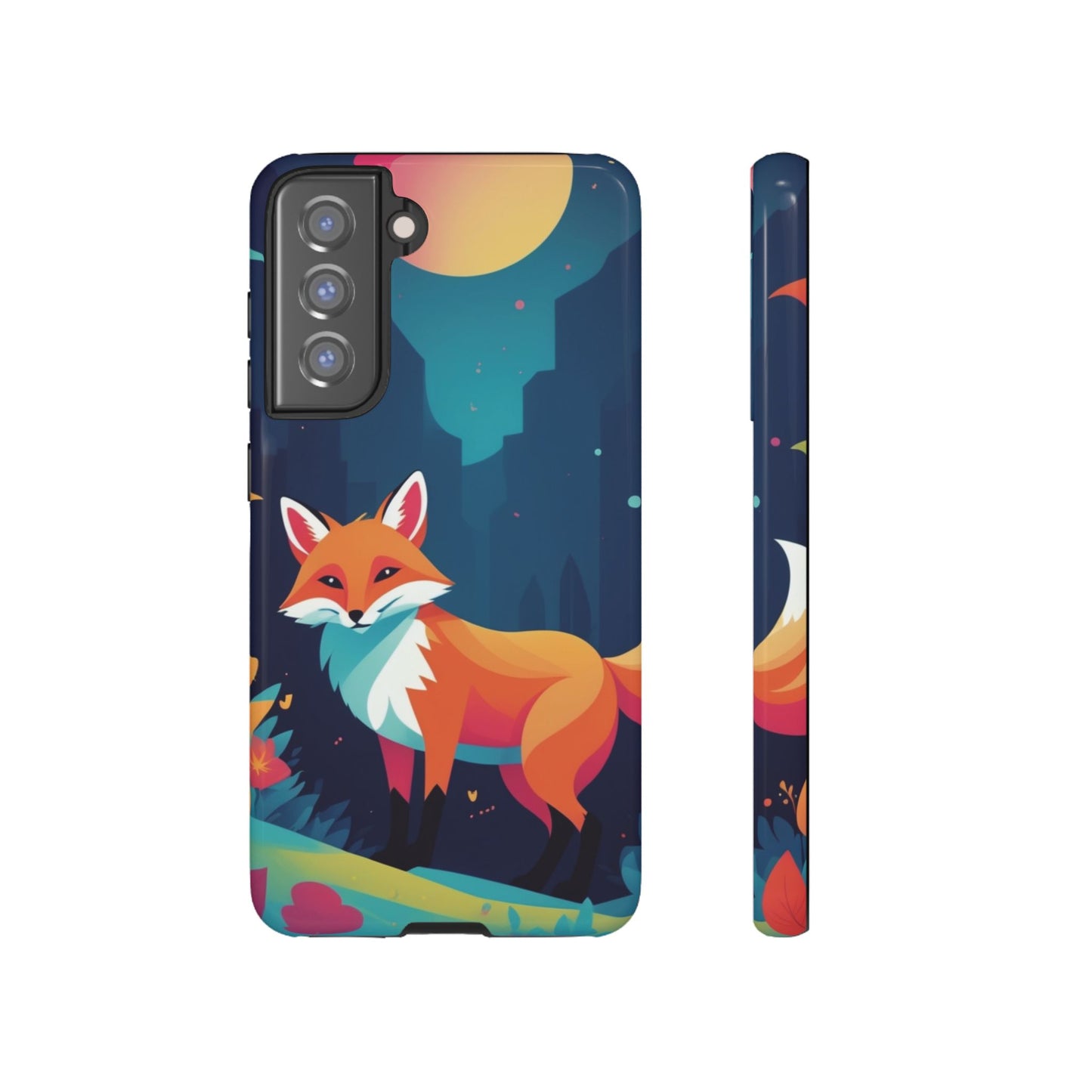 Samsung Galaxy S21 FE / Glossy Phone Case - Stylised Fox Design Phone Case