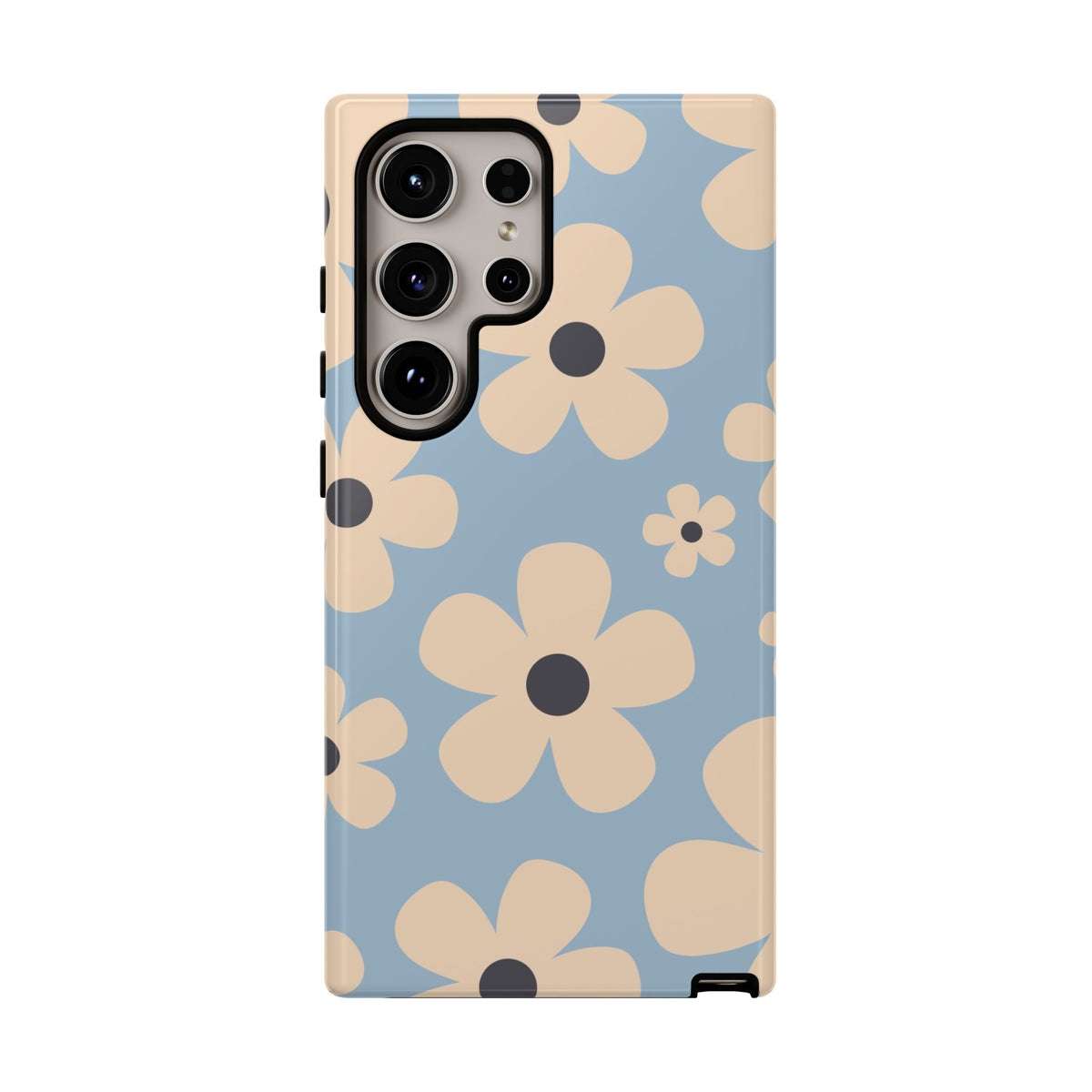 Cute Light Blue & Cream Daisy Pattern Phone Case - Blue Phone Case - Samsung Galaxy S24 Ultra / Glossy