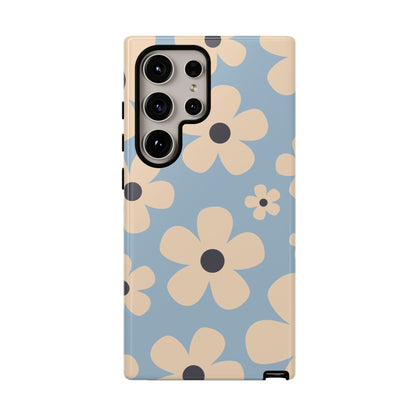 Cute Light Blue & Cream Daisy Pattern Phone Case - Blue Phone Case - Samsung Galaxy S24 Ultra / Glossy
