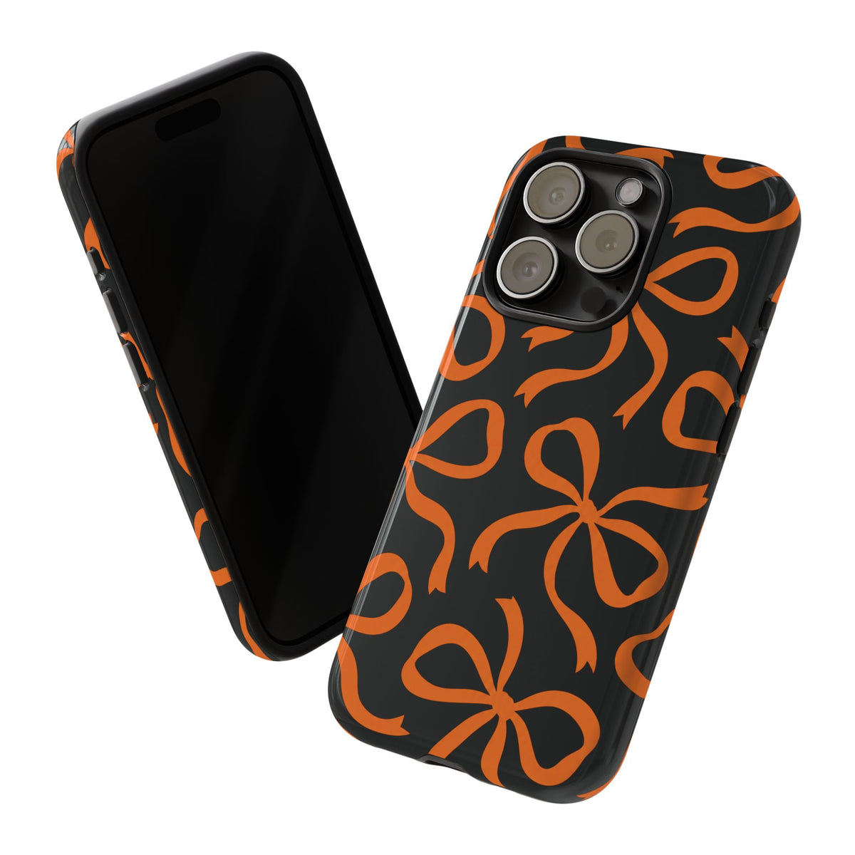 Bold Black and Burnt Orange Bow Pattern Phone Case