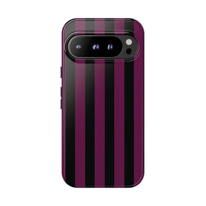 Trendy Plum & Black Stripe Pattern Phone Case - Purple Phone Case - Google Pixel 9 Pro / Glossy