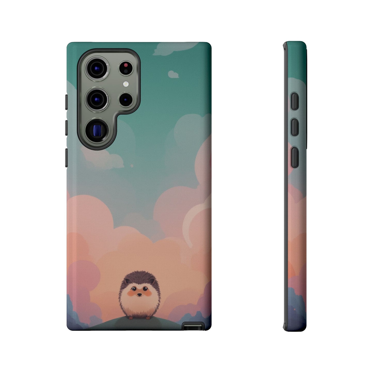 Samsung Galaxy S23 Ultra / Glossy Phone Case - Cute Hedgehog & Cloud Design Phone Case