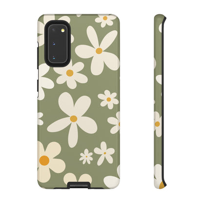 Chic Green Daisy Pattern Phone Case - Green Phone Case - Samsung Galaxy S20 / Glossy