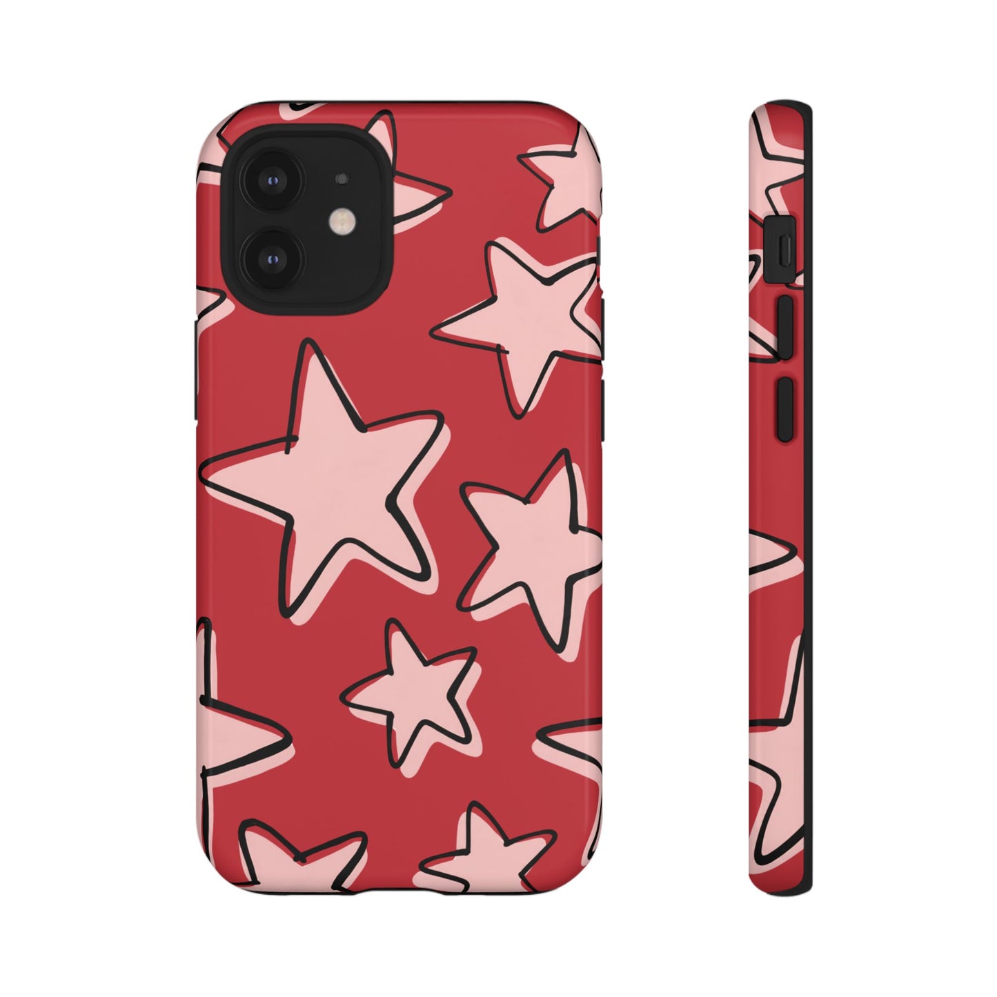Cherry Red Doodle Star Phone Case