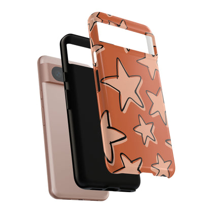 Burnt Orange Doodle Star Phone Case