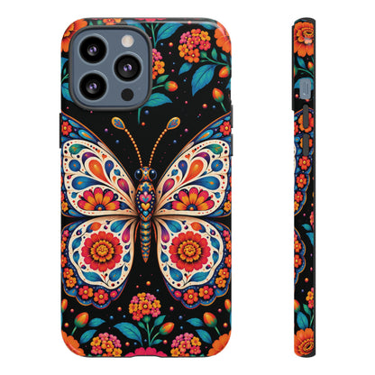 Vibrant Orange and Turquoise Calavera Butterfly Phone Case - Multicolor Phone Case - iPhone 13 Pro Max / Glossy