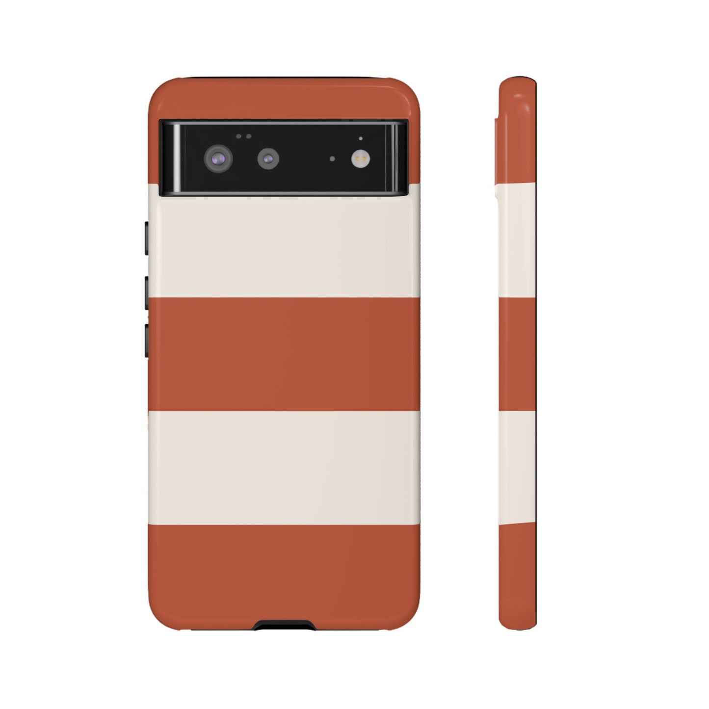 Google Pixel 6 / Glossy Phone Case - Terracotta Horizontal Stripe Pattern Phone Case