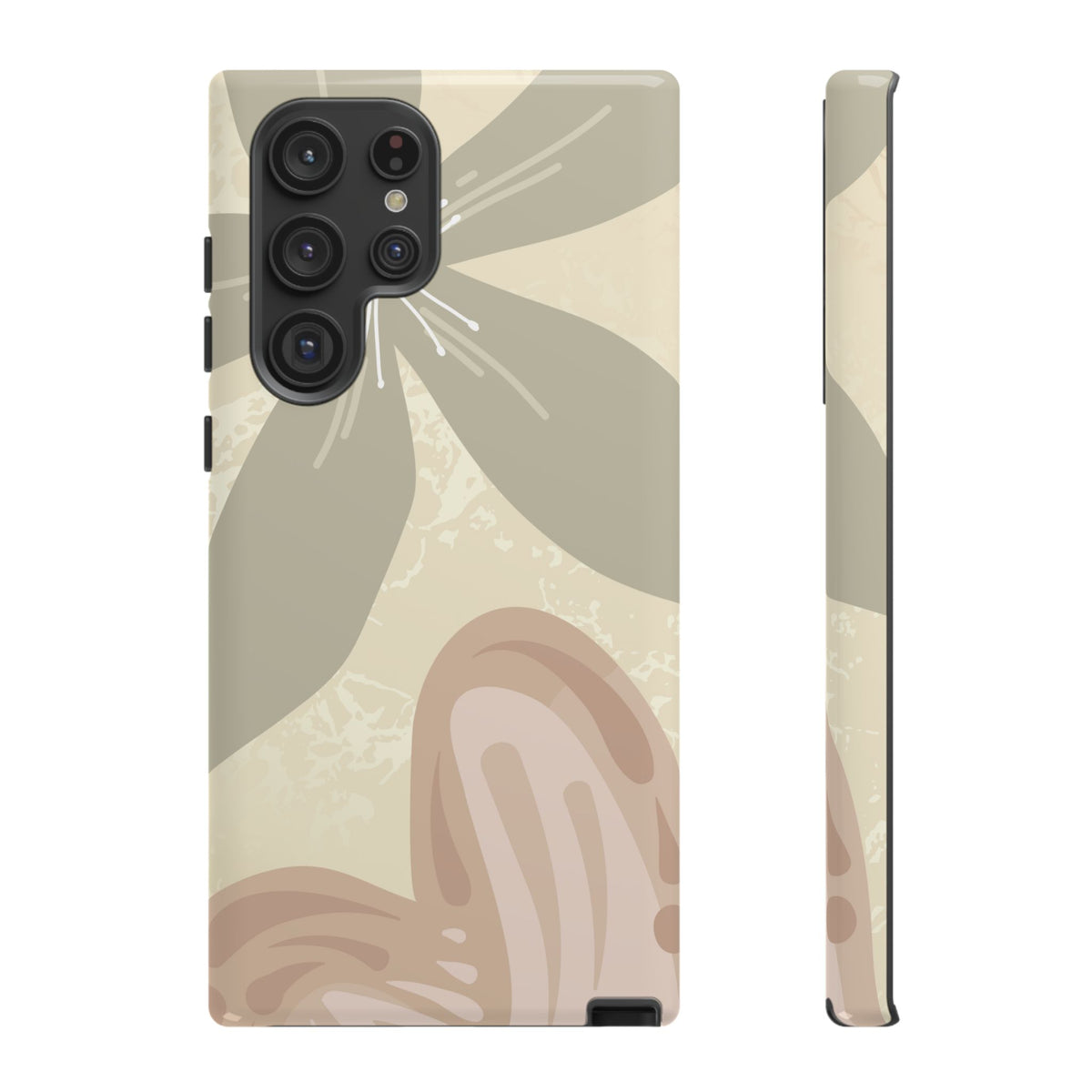 Hibiscus Heart Pattern Phone Case - Beige Phone Case - Samsung Galaxy S22 Ultra / Glossy