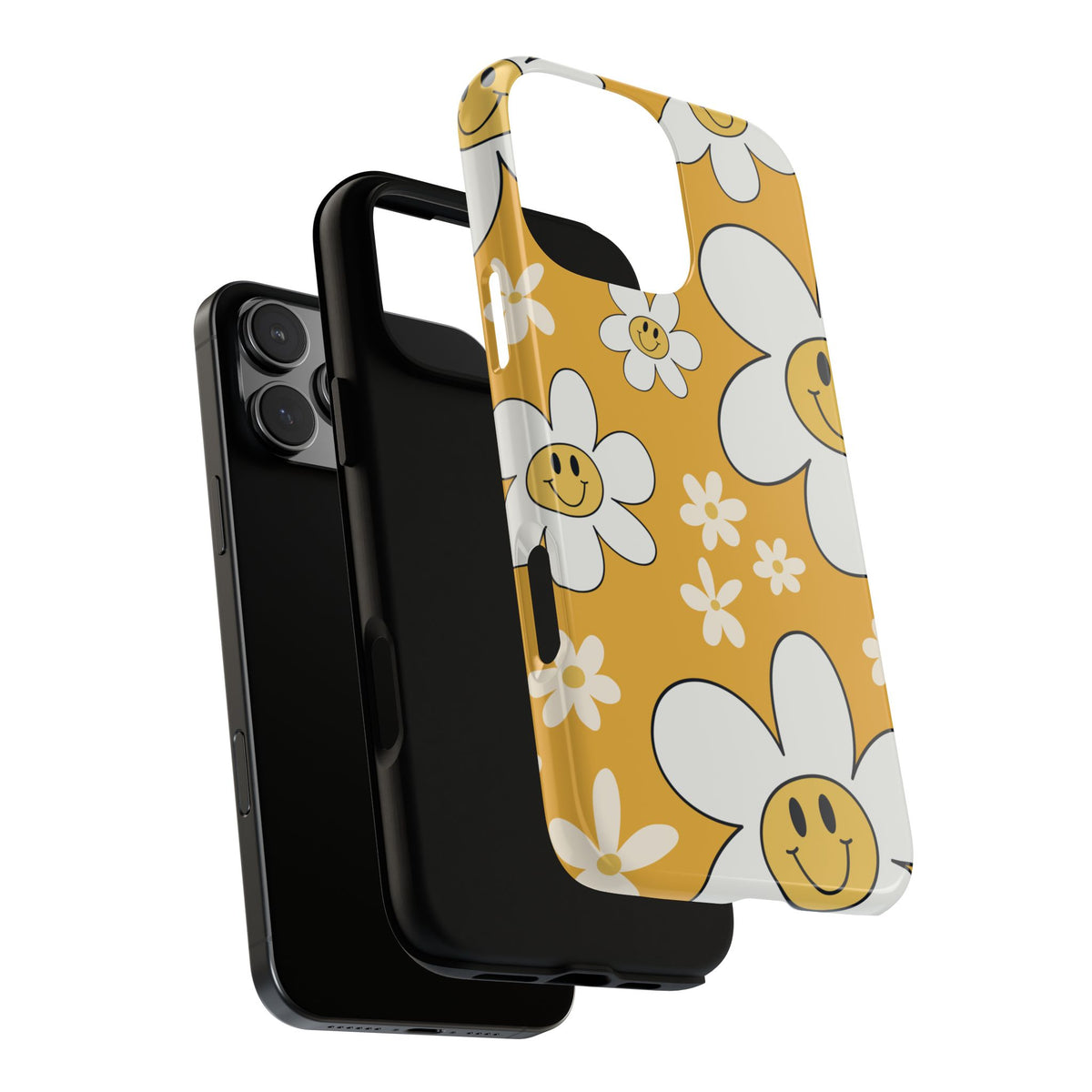 Fun Retro Daisy Pattern with Yellow Background Phone Case - Yellow Phone Case