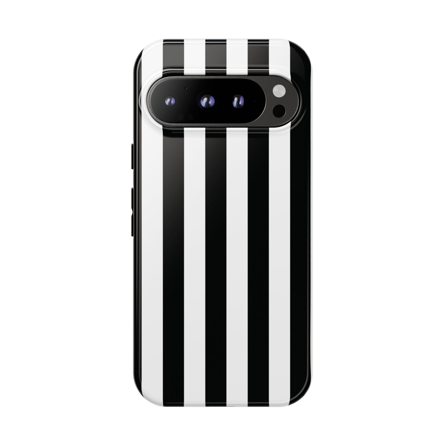 Google Pixel 9 Pro / Glossy Phone Case - Simple Black & White Stripe Pattern Phone Case