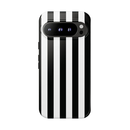 Google Pixel 9 Pro / Glossy Phone Case - Simple Black & White Stripe Pattern Phone Case