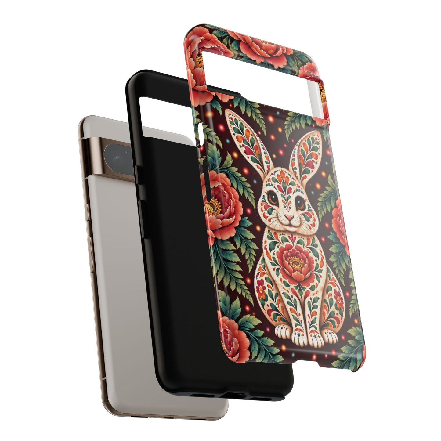 Cute Terracotta and Teal Calavera Bunny Phone Case - Phone Case