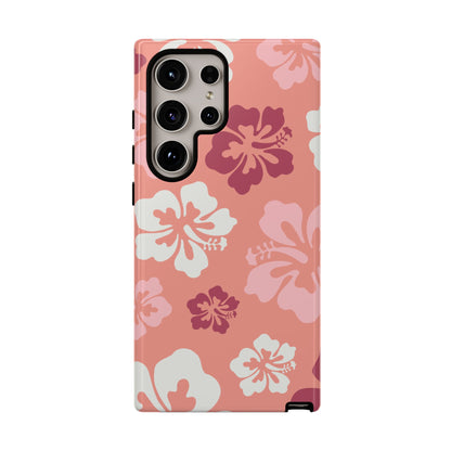 Samsung Galaxy S24 Ultra / Glossy Phone Case - ’Pink Hibiscus Retro Pattern #3’ Phone Case