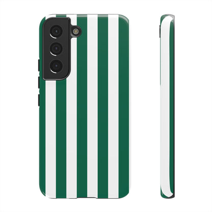 Samsung Galaxy S22 / Glossy Phone Case - Simple Green & White Stripe Pattern Phone Case