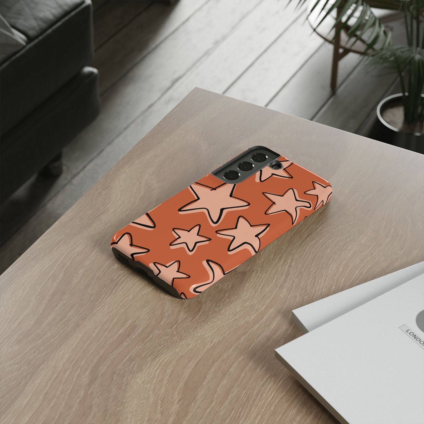 Burnt Orange Doodle Star Phone Case